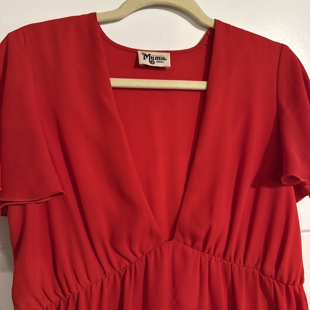 Show Me Your Mumu Austin Red Dress Fit & Flare Mini V-Neck MS7-616 FC46 Small